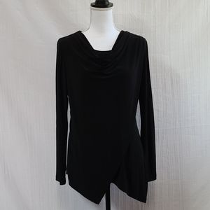 Joseph Ribkoff M Black stretch Draper neck Top